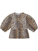 Ganni Leopard Print Cotton Blouse