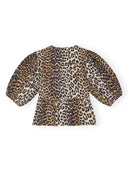 Ganni Leopard Print Cotton Blouse