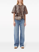 Ganni Leopard Print Cotton Blouse