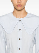 Ganni Frill Collar Organic Cotton Shirt