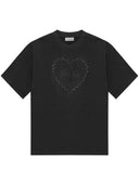 Ganni Heart Embroidered Cotton T Shirt
