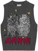 Ganni Embroidered Wool Vest