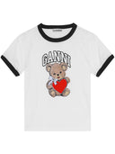 Camiseta de algodón de estampado de oso pequeño Ganni