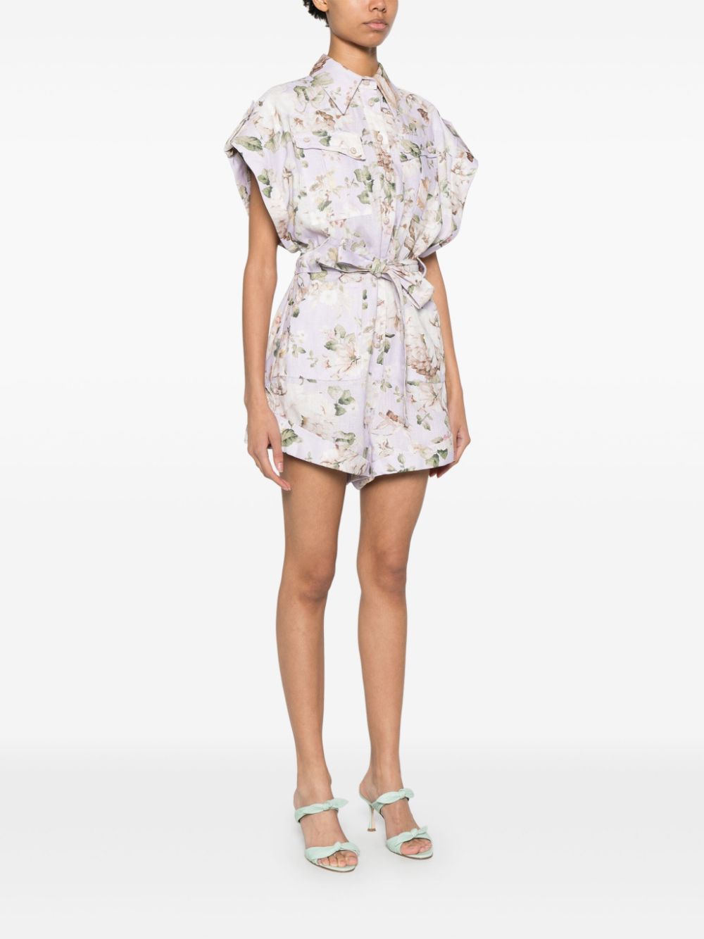 Traje de juego de lino impreso de Zimmermann Acacia