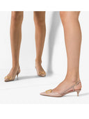 Valentino Garavani V Logo Signature Leather Slingback Pumps