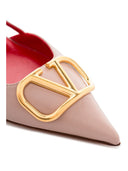 Valentino Garavani V Logo Signature Leather Slingback Pumps