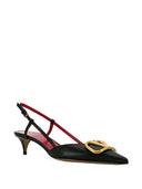 Valentino Garavani V Logo Signature Leather Slingback Pumps