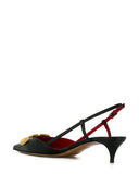 Valentino Garavani V Logo Signature Leather Slingback Pumps