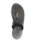 Saint Laurent Cassandre Leather Thong Sandals