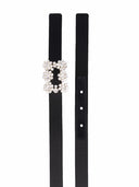 Roger Vivier Flower Strass Buckle Satin Belt
