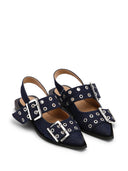 Balletti di slingback di denim ganni