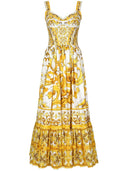 Dolce & Gabbana Maiolica Print Bustier Long Dress