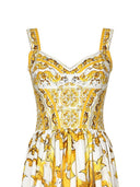 Dolce & Gabbana Maiolica Print Bustier Long Dress