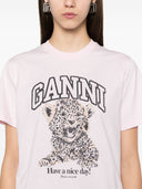 Ganni Leopard Print Cotton T -shirt