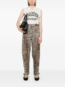 Ganni leopard print satin bukser