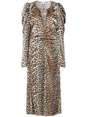 Ganni leopard print midi kjole