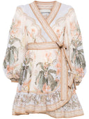 Mini abito di cotone stampato di Zimmermann Wylie