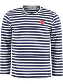 Comme Des Garcons Red Heart Striped T Shirt