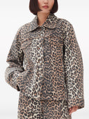 Ganni Leopard Print Denim Jacket