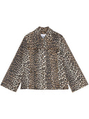 Ganni Leopard Print Denim Jacket