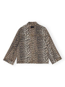 Ganni Leopard Print Denim Jacket