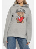 Ganni Bear Print Cotton Sweat à capuche