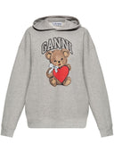 Ganni Bear Print Cotton Sweat à capuche