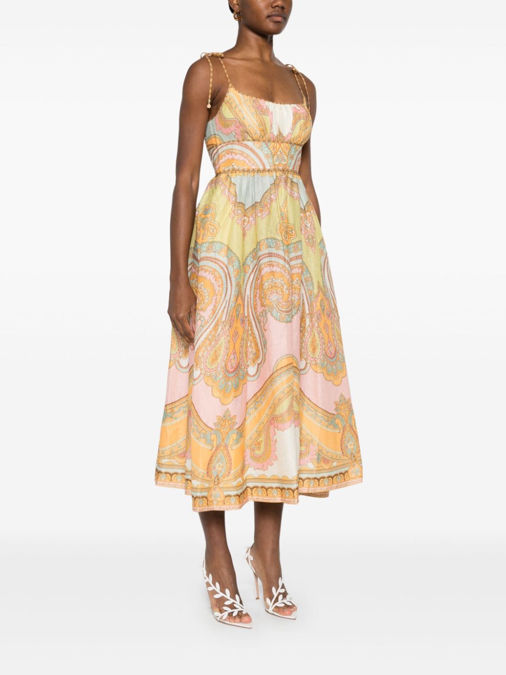 Zimmermann Maxine Printed Linen Midi Dress