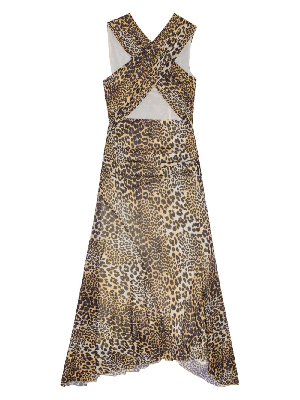 ganni leopard midi dress GANNI Cotton Tie Strap Midi Dress