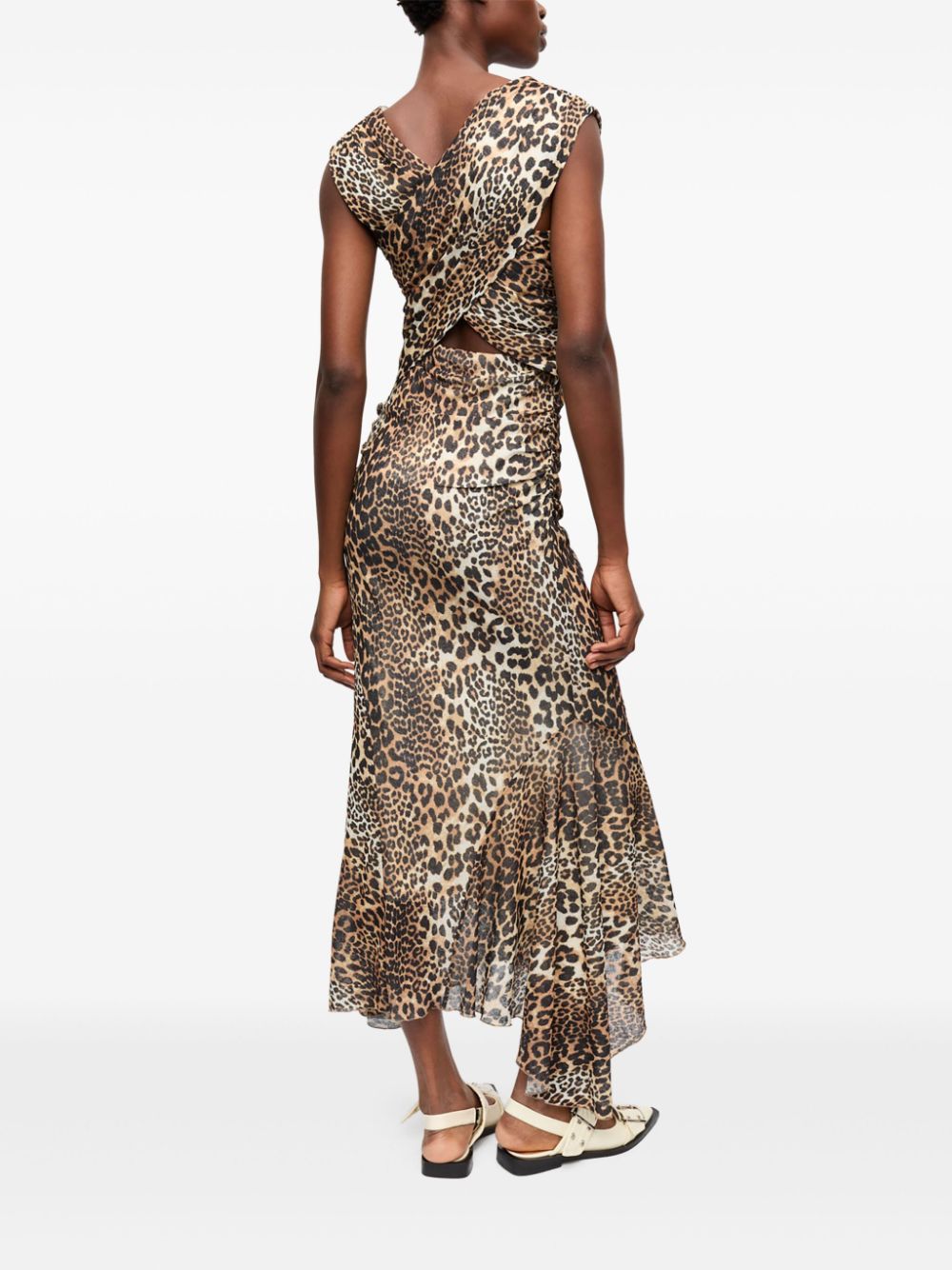 ganni leopard print midi dress GANNI Leopard Print Midi Dress