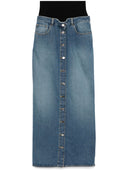 Alaia Denim Cotton Column Skirt