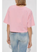 Balmain Logo Organic Cotton Cropped T Shirt