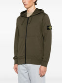 Stone Island Logo Cotton Zipped Hoodie