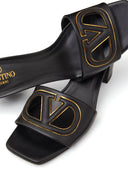 Valentino Garavani V Logo Cut Out Leather Mules