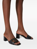 Valentino Garavani V Logo Cut Out Leather Mules