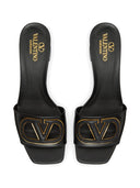 Valentino Garavani V Logo Cut Out Leather Mules