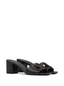Valentino Garavani V Logo Cut Out Leather Mules