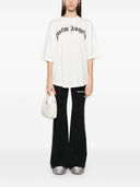 Palm Angels Curved Logo Cotton T Shirt