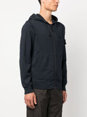 Stone Island Logo Organic Cotton Zipped Hoodie