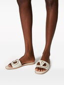 Valentino Garavani v Logo Cut Out Sandals Leather