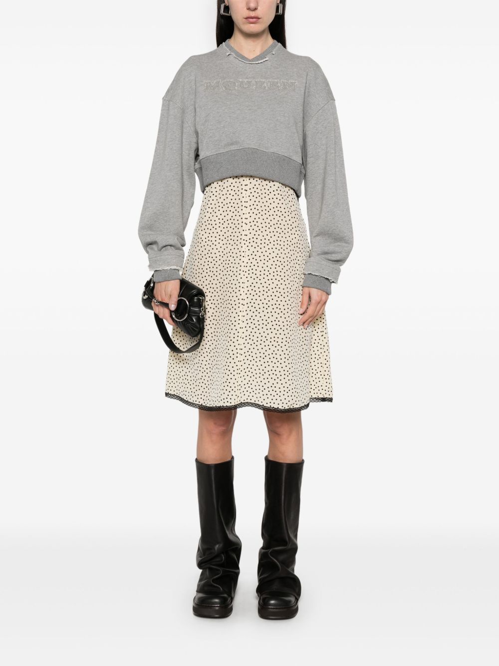 Alexander Mc Queen Logo Cotton Cropped Sweatshirt