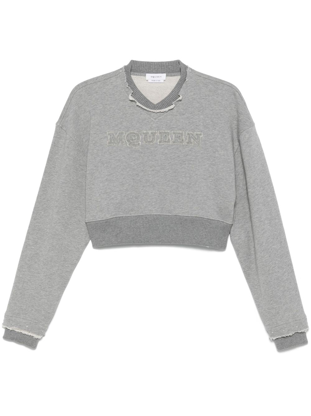 Alexander Mc Queen Logo Cotton Cropped Sweatshirt