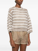 Brunello Cucinelli Striped Linen Crewneck Sweater