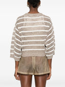 Brunello Cucinelli Striped Linen Crewneck Sweater