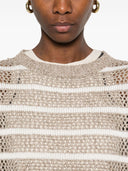 Brunello Cucinelli Striped Linen Crewneck Sweater