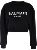 Balmain Logo Organic Cotton Cropped Sweatshirt