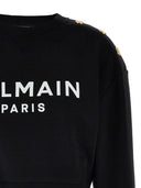 Balmain Logo Organic Cotton Cropped Sweatshirt