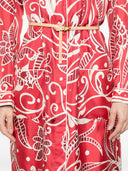 F.R.S . Printed Silk Long Shirtdress