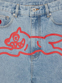Pantalones cortos de mezclilla para perros que se ejecutan con rayos