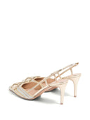 Valentino Garavani V Logo Signature Leather Slingback Pumps